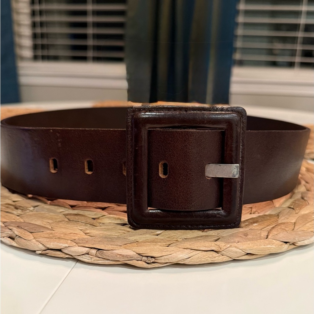 CAbi Rich Brown Leather Belt with Square Buckle